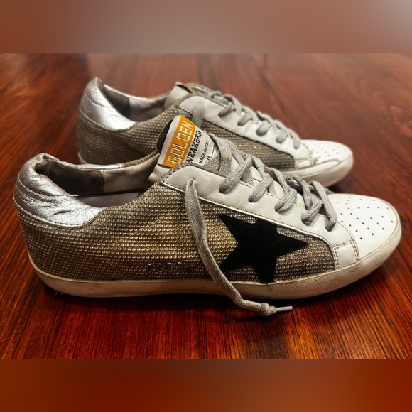 Golden Goose Silver and Black Woven Sneakers - Picture 3 of 7